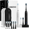 ANKOVO Dual Handle Ultra Whitening 40,000 VPM Wireless Charging Electric ToothBrushes - 3 Modes with Smart Timers - 10 Dupont Brush Heads & 2 Travel Cases Included